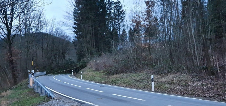 „Sabine“ sorgte durch umgestürzte Bäume, wie hier in der niedersächsischen Gemeinde Dassel, mancherorts für massive Verkehrsbehinderungen (Foto: © Niedersächsische Landesforsten)